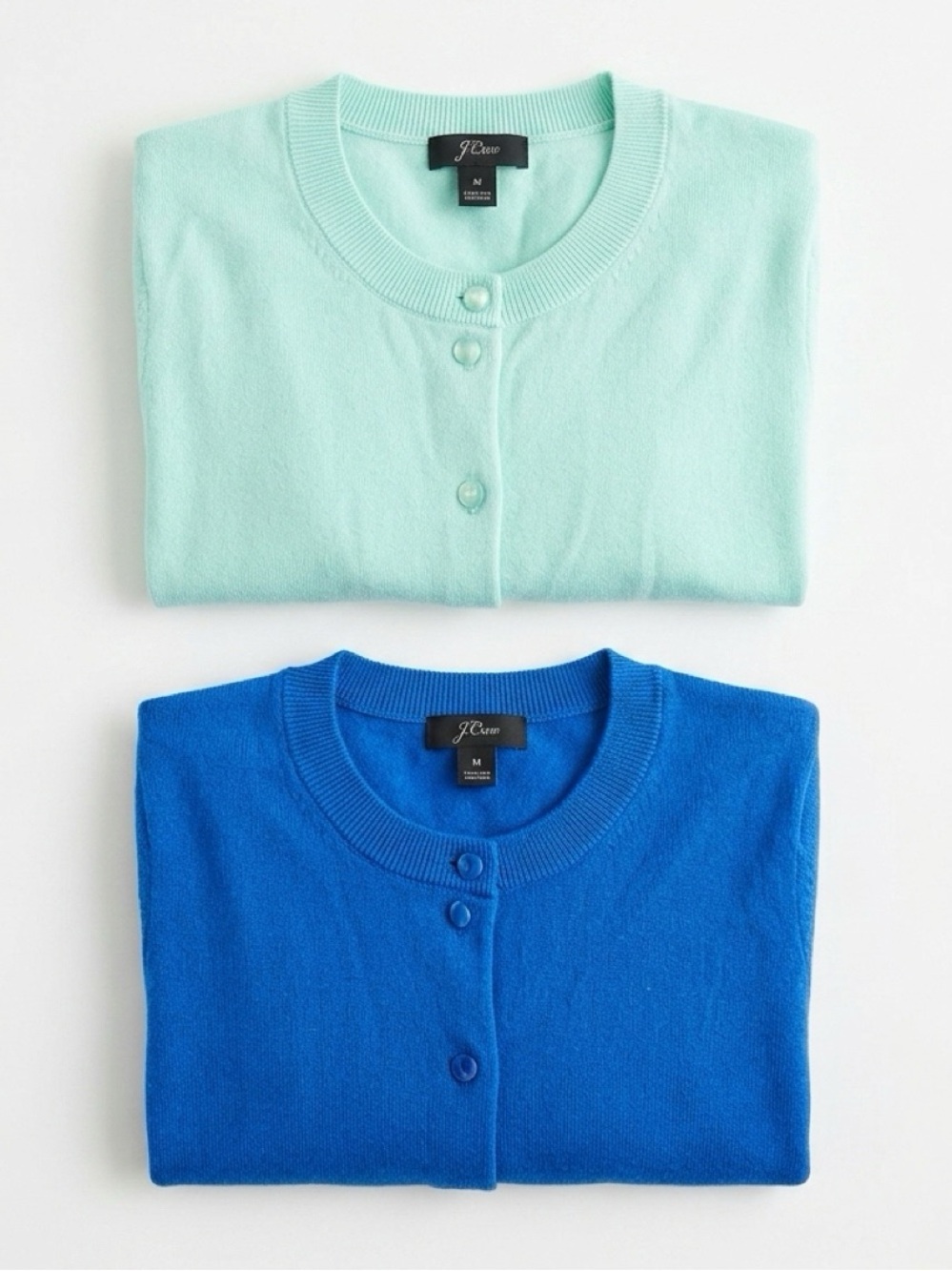 J. Crew Crewneck Button Cardigans in Mint Green and Royal Blue (2 Pack)